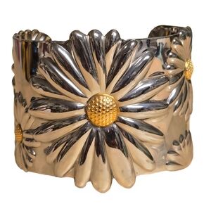 Spring Daisy Cuff Bracelet Stainless Steel 2 Tone vintage 00s